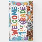 Welkom bij 1e klas banner voor leraren klaslokaal (Verticaal)