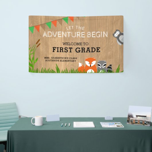 Welkom bij 1st Grade Animal Adventure-banner Spandoek (Beurs)