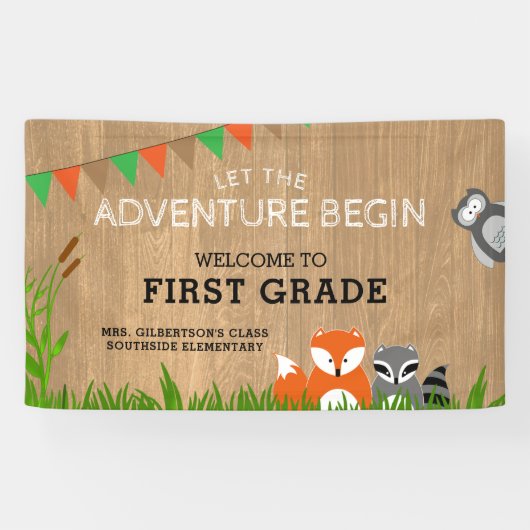 Welkom bij 1st Grade Animal Adventure-banner Spandoek (Horizontaal)