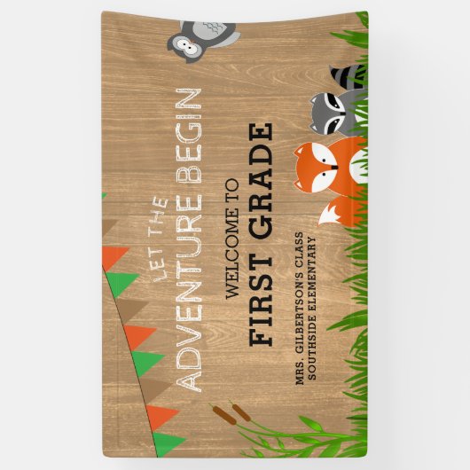 Welkom bij 1st Grade Animal Adventure-banner Spandoek (Verticaal)
