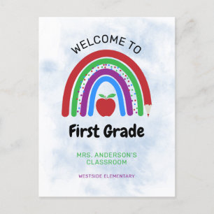 Welkom bij 1st Grade Cute Rainbow Briefkaart