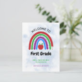 Welkom bij 1st Grade Cute Rainbow Briefkaart (Staand voorkant)