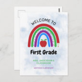 Welkom bij 1st Grade Cute Rainbow Briefkaart (Voorkant / Achterkant)