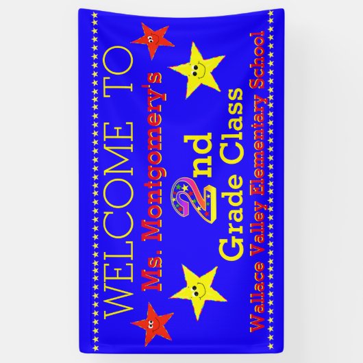 Welkom bij 2e klas vun sterren spandoek (Verticaal)