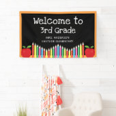 Welkom bij 3e klas Apple-gekleurde pennen Spandoek (Insitu)