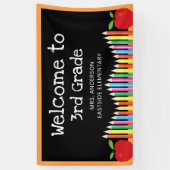 Welkom bij 3e klas Apple-gekleurde pennen Spandoek (Verticaal)