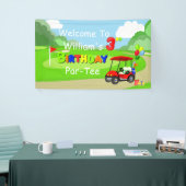 Welkom bij 3e verjaardag Red Golf Cart Boy's Spandoek (Beurs)