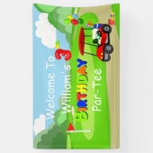 Welkom bij 3e verjaardag Red Golf Cart Boy's Spandoek (Verticaal)