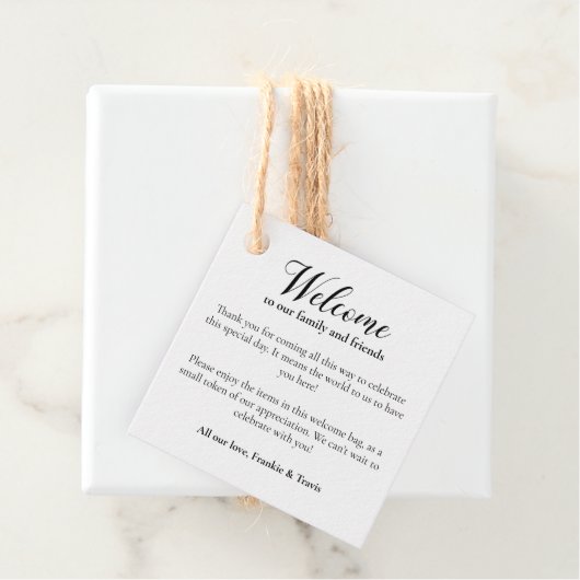 Welkom bij Accommodation Gift Bag Basket Wedding Bedankjes Labels (In situ)