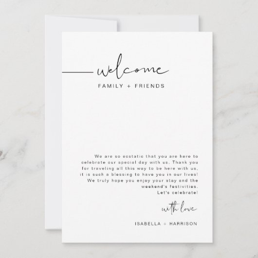 Welkom bij ADELLA Modern Wedding Weekend Kaart (Voorkant)
