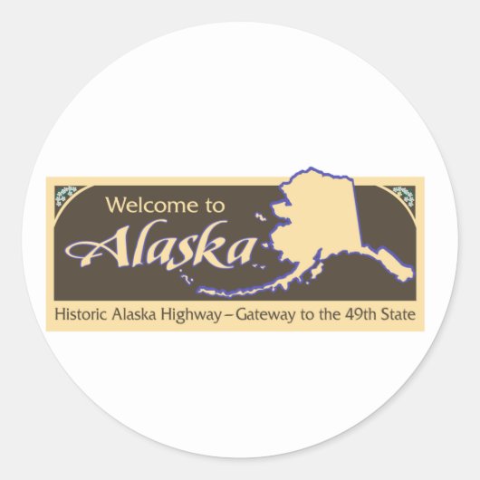 Welkom bij Alaska - USA Road Sign Ronde Sticker (Voorkant)