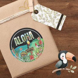 Welkom bij Aloha tropisch Paradijs Ronde Sticker
