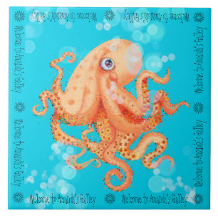 Welkom bij Amanda's Kombuikoctopus met bubbels Tegeltje