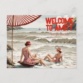 Welkom bij Amity (Bewerkbaar) aan zee Feestdagenkaart