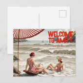 Welkom bij Amity (Bewerkbaar) aan zee Feestdagenkaart (Voorkant / Achterkant)