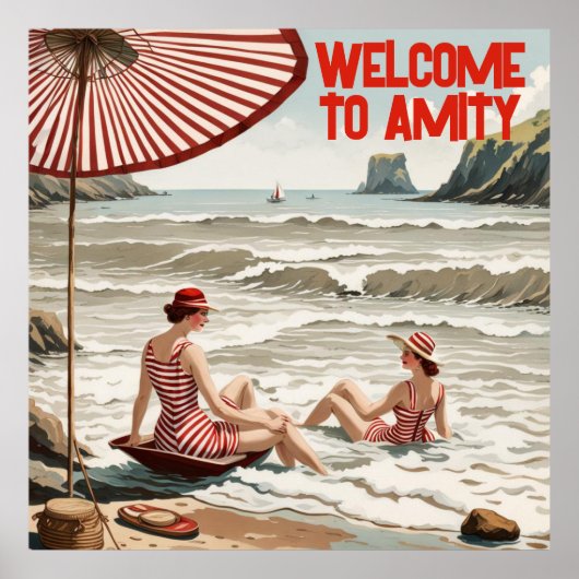 Welkom bij Amity (Editable) Seaside Poster (Voorkant)