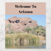 Welkom bij Arizona Phoenix Landmark Berg Wijn Etiket (Enkel label)