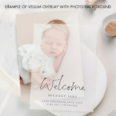 Welkom bij Baby Modern Script Birth Announcement Vellum Uitnodigingen