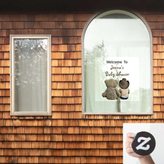 Welkom bij Baby shower Lil' Cowboy en Teddy Bear Raamsticker (Huis Raam)