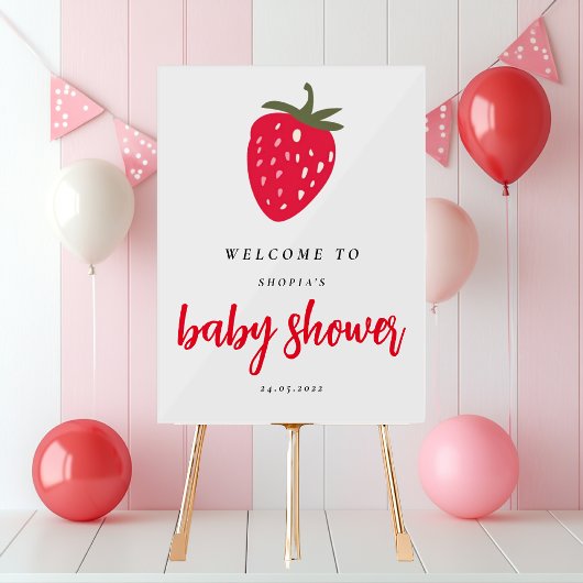 Welkom bij Baby shower met aardbeien Acryl Bord