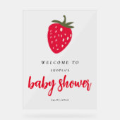 Welkom bij Baby shower met aardbeien Acryl Bord (Voorkant)