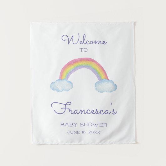 Welkom bij Baby shower Waterverf Rainbow Wandkleed (Voorkant)