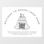 Welkom bij Bakery Shop Naam QR Code Window Cling Raamsticker (Vel)