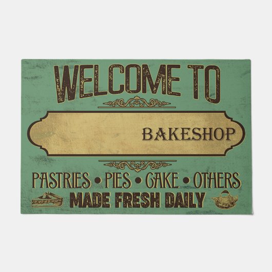 Welkom bij Bakeshop Doormat, Gepersonaliseerd Bake Deurmat (Voorkant)