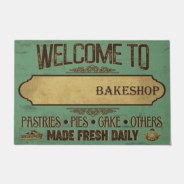 Welkom bij Bakeshop Doormat, Gepersonaliseerd Bake Deurmat (Voorkant)