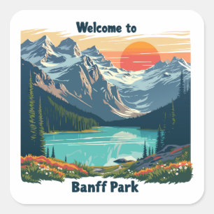 Welkom bij Banff National Canadian Park Vierkante Sticker