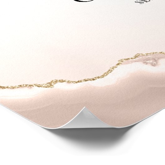 Welkom bij Baptism Pink Agate Gold Glitter Poster (Hoek)