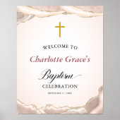 Welkom bij Baptism Pink Agate Gold Glitter Poster (Voorkant)