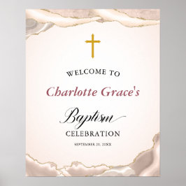 Welkom bij Baptism Pink Agate Gold Glitter Poster