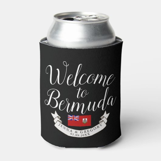 Welkom bij Bermuda | Bestemmingsweddenschap Blikjeskoeler (Blikje Voorkant)