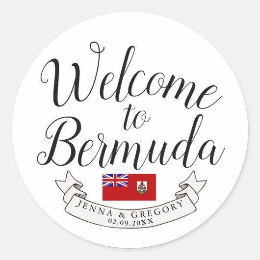 Welkom bij Bermuda | Bestemmingsweddenschap Ronde Sticker (Voorkant)