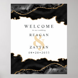 Welkom bij Black and Gold Marble Agate Weddenschap Poster