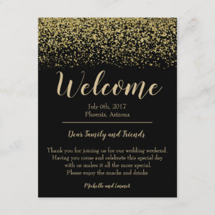 Welkom bij Black and Gold Wedding-hotel Opmerking Informatiekaartje