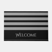 Welkom bij Black and Grey Stripe Deurmat (Voorkant)