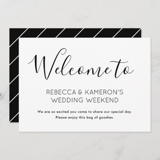 Welkom bij Black and White Elegant Wedding Kaart (Voorkant / Achterkant)