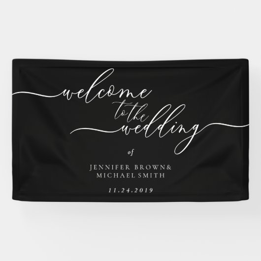 Welkom bij Black Classic Calligraphy Spandoek (Horizontaal)