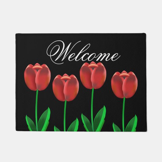 Welkom bij Black & Red Tulips Deurmat (Voorkant)