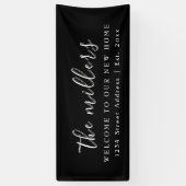Welkom bij Black & White Family | Houseopwarming Spandoek (Verticaal)