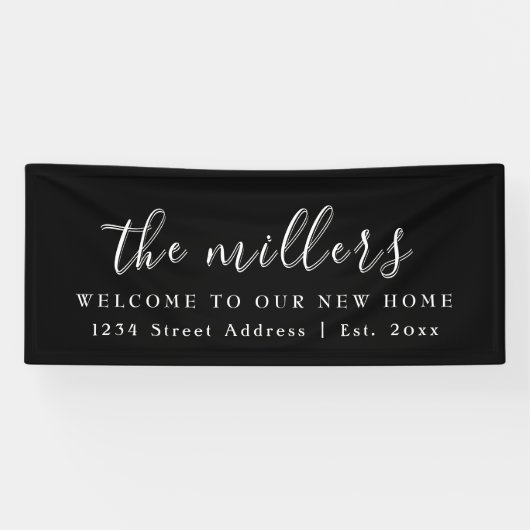 Welkom bij Black & White Family | Houseopwarming Spandoek (Horizontaal)