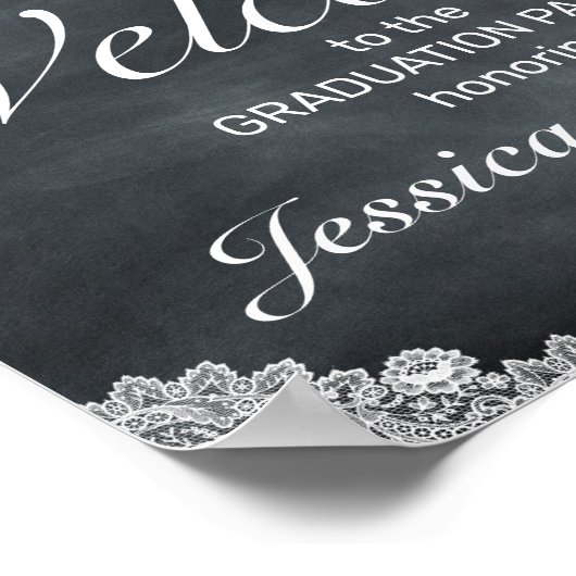 Welkom bij Blackboard & White Lace Afstuderen Poster (Hoek)