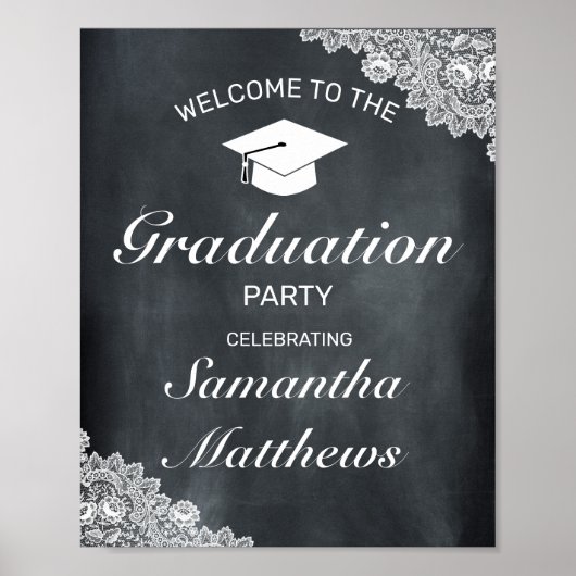 Welkom bij Blackboard & White Lace Graduparty Poster (Voorkant)