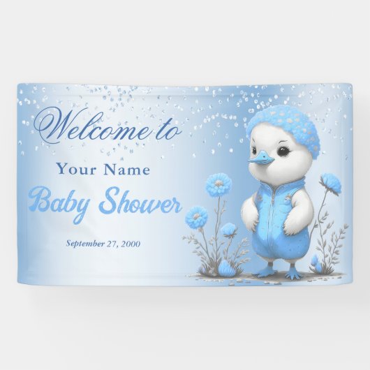 Welkom bij Blue Duck Boy Baby Shower Spandoek (Horizontaal)