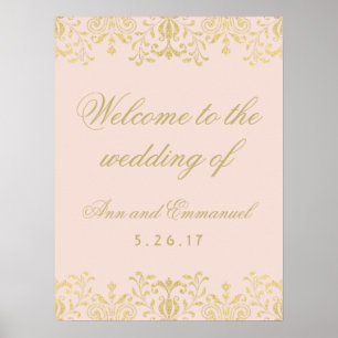 Welkom bij Blush and Gold Glamor Weddenschap Poster
