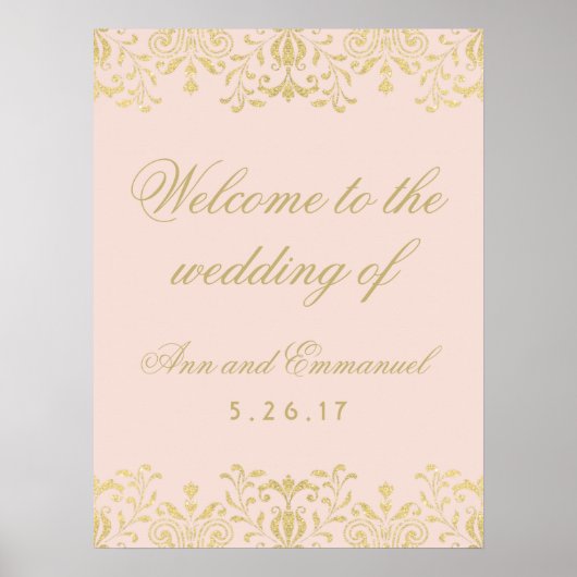 Welkom bij Blush and Gold Glamor Weddenschap Poster (Voorkant)