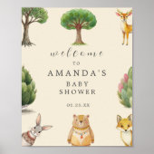Welkom bij Boho Woodland Animals Baby shower Poster (Voorkant)