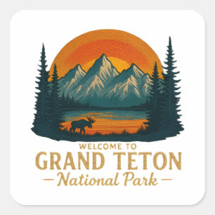 Welkom bij Borduurwerk Grand Teton National USA Vierkante Sticker